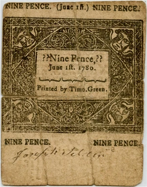 image for: FR. CT226 June 1, 1780 9d Connecticut Colonial Note PMG Fine 12 (Cut Cancelled, Large Split)