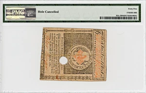 image for: FR. MA-280 May 5, 1780 $3 Massachusetts Colonial Note PMG Extremely Fine 45 (Hole Cancelled)