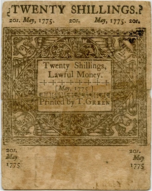 image for: FR. CT-181 May 10, 1775 20s Connecticut Colonial Note PMG Very Fine 20 (Cut Cancelled, Tape Repairs)