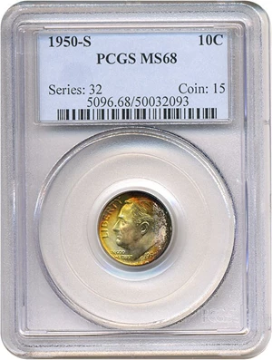 image for: 1950-S 10c PCGS MS68 *Color*