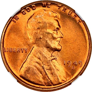 image for: 1949-D 1c NGC MS67 RD