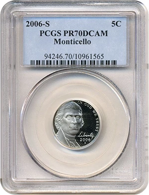 image for: 2006-S 5c Monticello PCGS Proof 70 DCameo