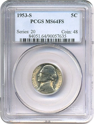image for: 1953-S 5c PCGS MS64 FS