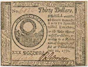 image for: FR. CC-46 July 22, 1776 $30 Continental Currency PCGS About New 55 ex: John J. Ford Jr. Collection