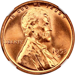 image for: 1953-D 1c NGC MS67 RD