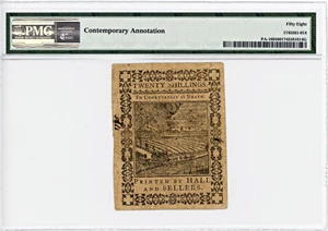 image for: FR. PA-169 October 1, 1773 20 Shillings Pennsylvania Colonial Note PMG About Unc 58 (Contemporary Annotation)