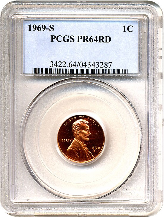 image for: 1969-S 1c  PCGS Proof 64 RD
