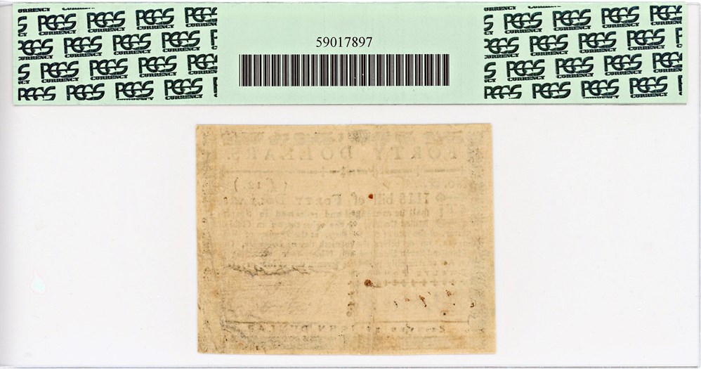 image for: FR. VA-215 May 7, 1781 $40 Virginia Colonial Currency PMG Choice Extremely Fine 40 PPQ