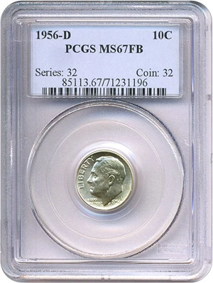 image for: 1956-D 10c PCGS MS67 FB