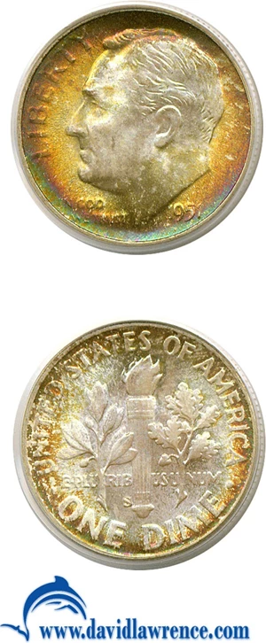 image for: 1951-S 10c PCGS MS68 FB *Color*