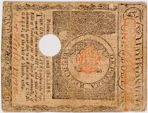 image for: FR. MA-278 May 5, 1780 $1 Massachusetts Colonial Note PMG Very Fine 30 (Hole Cancelled)