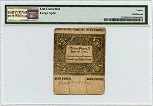image for: FR. CT226 June 1, 1780 9d Connecticut Colonial Note PMG Fine 12 (Cut Cancelled, Large Split)