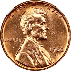 image for: 1960-D 1c NGC MS67 RD (Large Date)