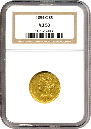 image for: 1854-C $5 NGC AU53