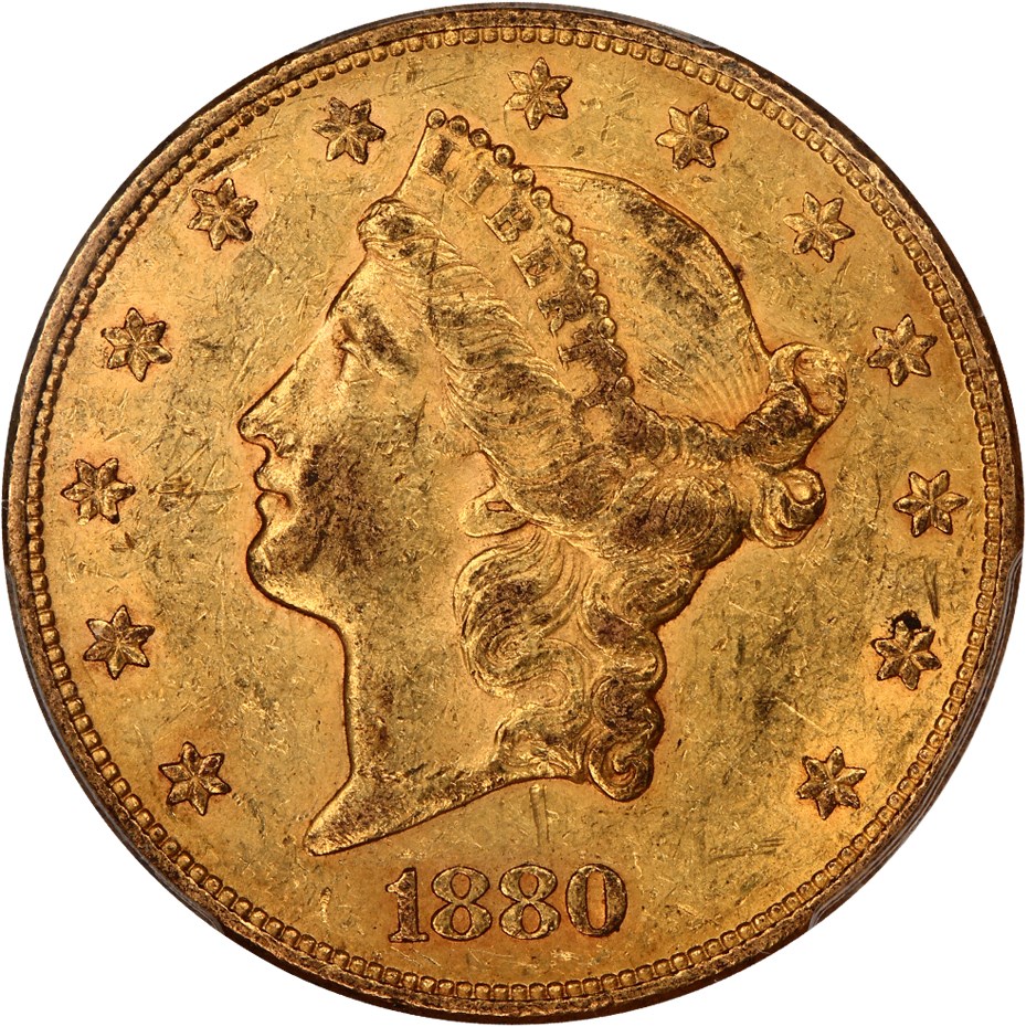 image for: 1880 $20 PCGS AU58