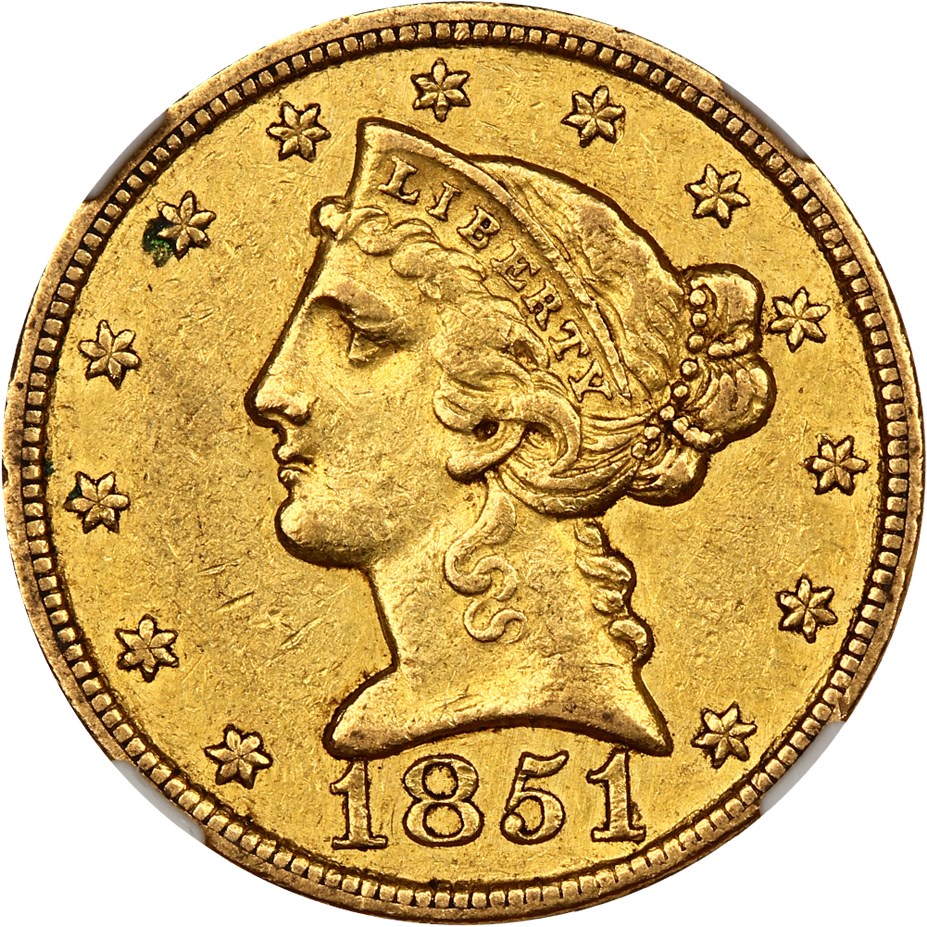 image for: 1851-C $5 NGC AU55