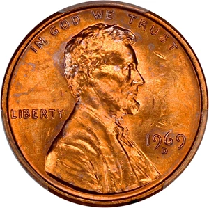 image for: 1969-D 1c PCGS MS63 RD