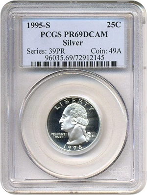 image for: 1995-S 25c Silver PCGS Proof 69 DCameo