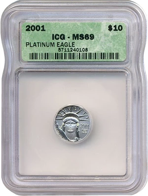 image for: 2001 $10 Platinum Eagle ICG MS69