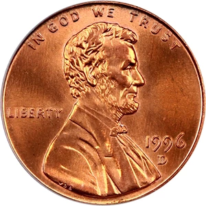 image for: 1996-D 1c PCGS MS67 RD