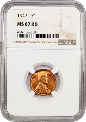 image for: 1947 1c NGC MS67 RD