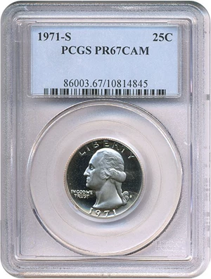 image for: 1971-S 25c PCGS Proof 67 Cameo