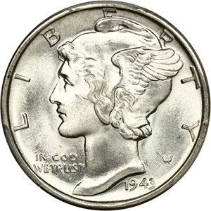 image for: 1943-D 10c PCGS MS66