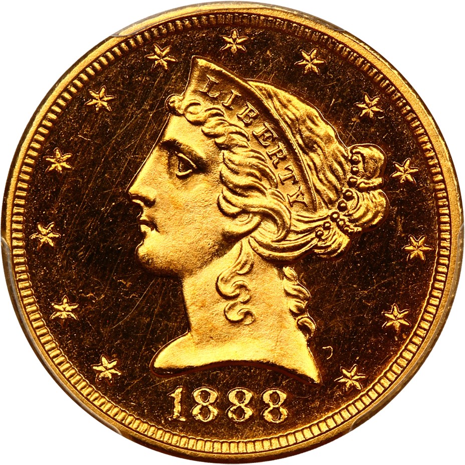 image for: 1888 $5 PCGS/CAC Proof 65 DCAM