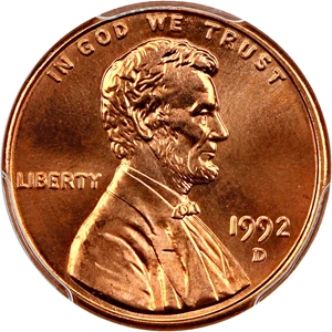 image for: 1992-D 1c PCGS MS67+ RD