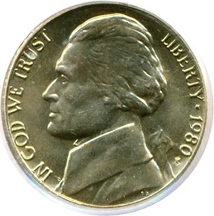 image for: 1980-P 5c PCGS MS65 FS