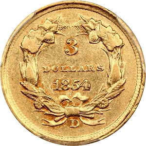 image for: 1854-D $3 PCGS XF40