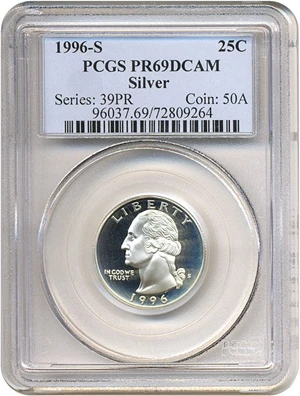image for: 1996-S 25c Silver PCGS Proof 69 DCameo