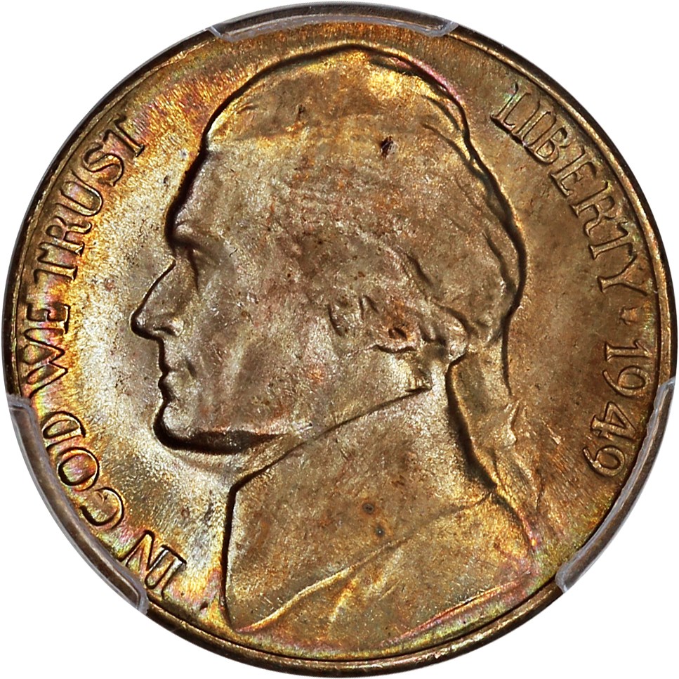 image for: 1949-D 5c PCGS MS65