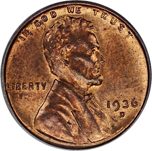 image for: 1936-D 1c PCGS MS64 RB
