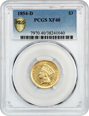 image for: 1854-D $3 PCGS XF40