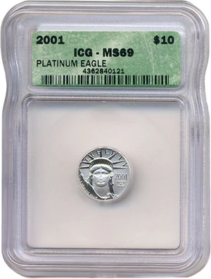 image for: 2001 $10 Platinum Eagle ICG MS69