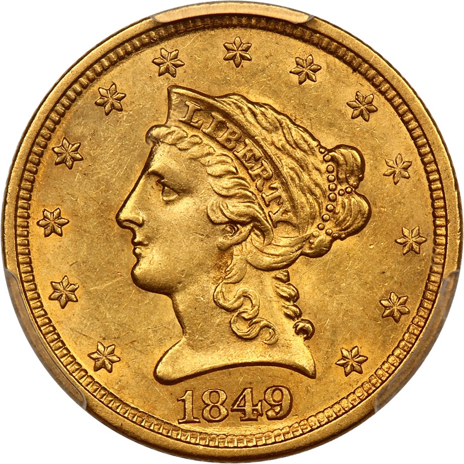 image for: 1849 $2.5 PCGS AU58