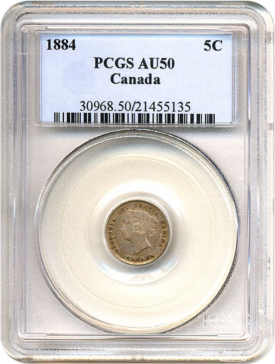image for: Canada: 1884 5C  PCGS AU50 