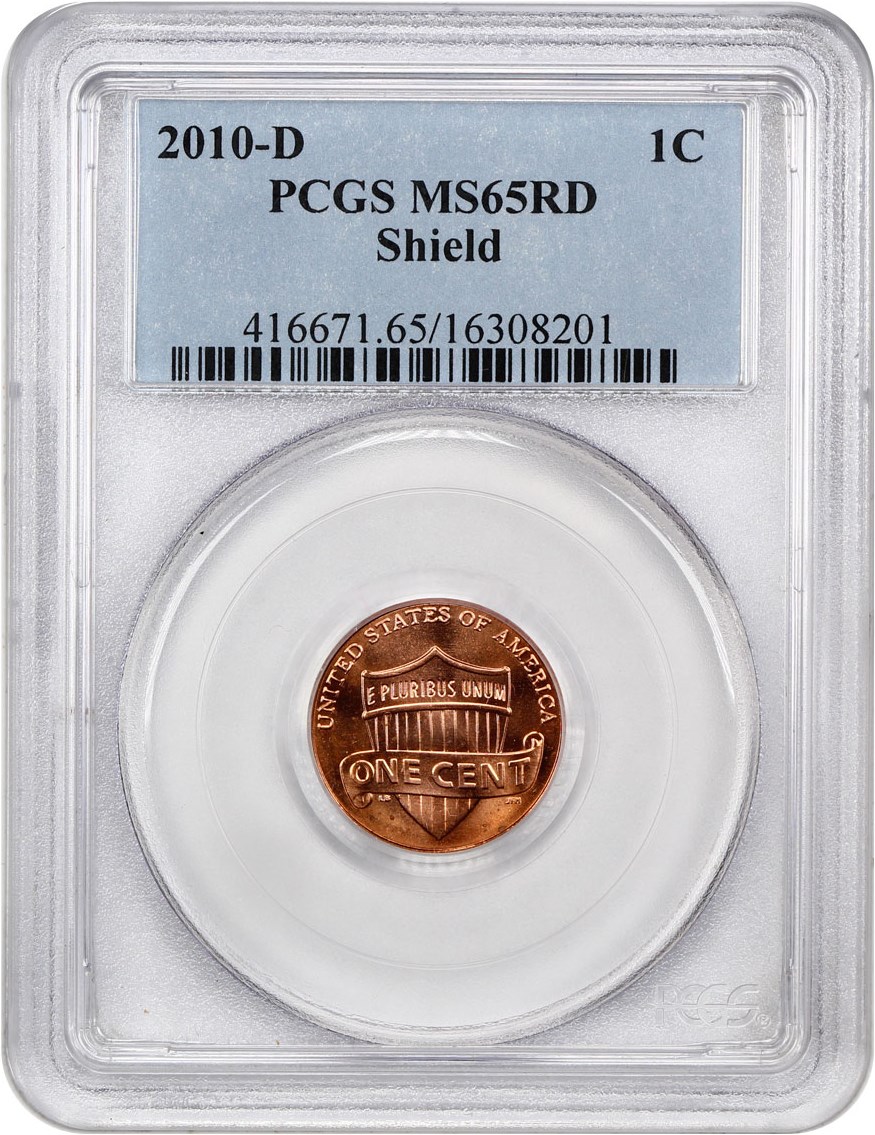 image for: 2010-D Shield 1c PCGS MS65 RD