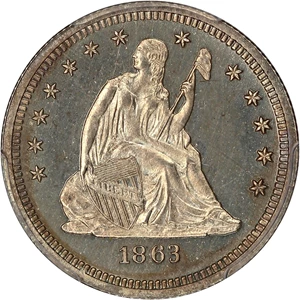 image for: 1863 25c PCGS Proof 64 CAM
