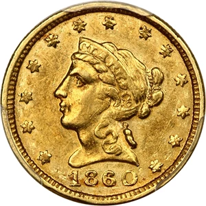 image for: 1860 Clark Gruber $2.5 PCGS/CAC AU58