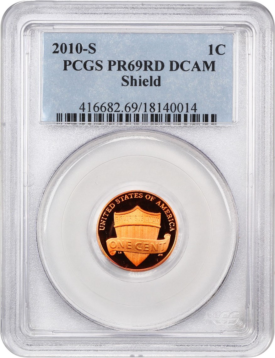 image for: 2010-S Shield 1c PCGS Proof 69 RD DCAM