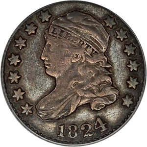 image for: 1824/2 10c PCGS/CAC VF30