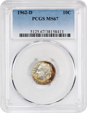 image for: 1962-D 10c PCGS MS67