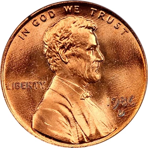 image for: 1986-D 1c PCGS MS67 RD