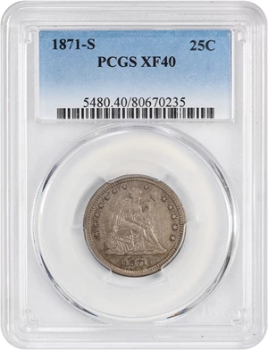 image for: 1871-S 25c PCGS XF40