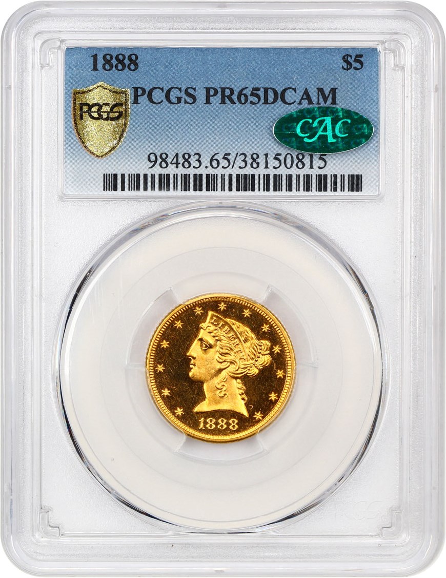 image for: 1888 $5 PCGS/CAC Proof 65 DCAM