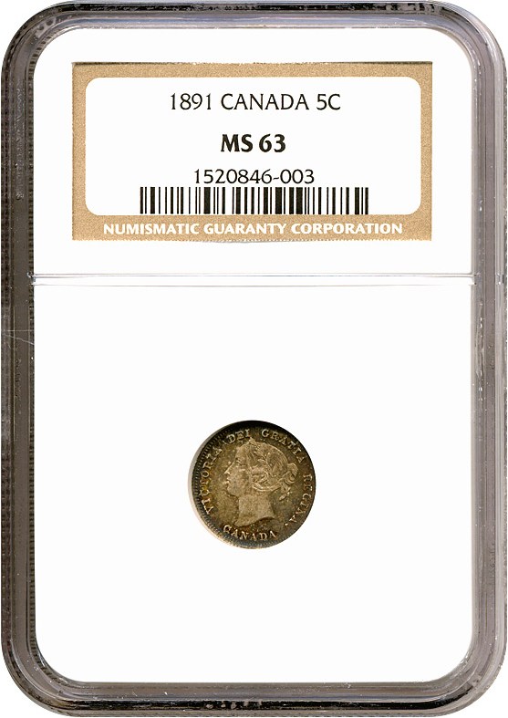 image for: Canada: 1891 5C  NGC MS63 