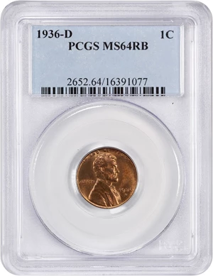 image for: 1936-D 1c PCGS MS64 RB