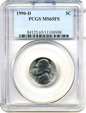 image for: 1990-D 5c PCGS MS65 FS